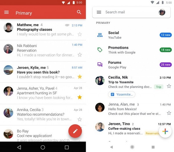 移动端Gmail即将启用第二代Material设计语言